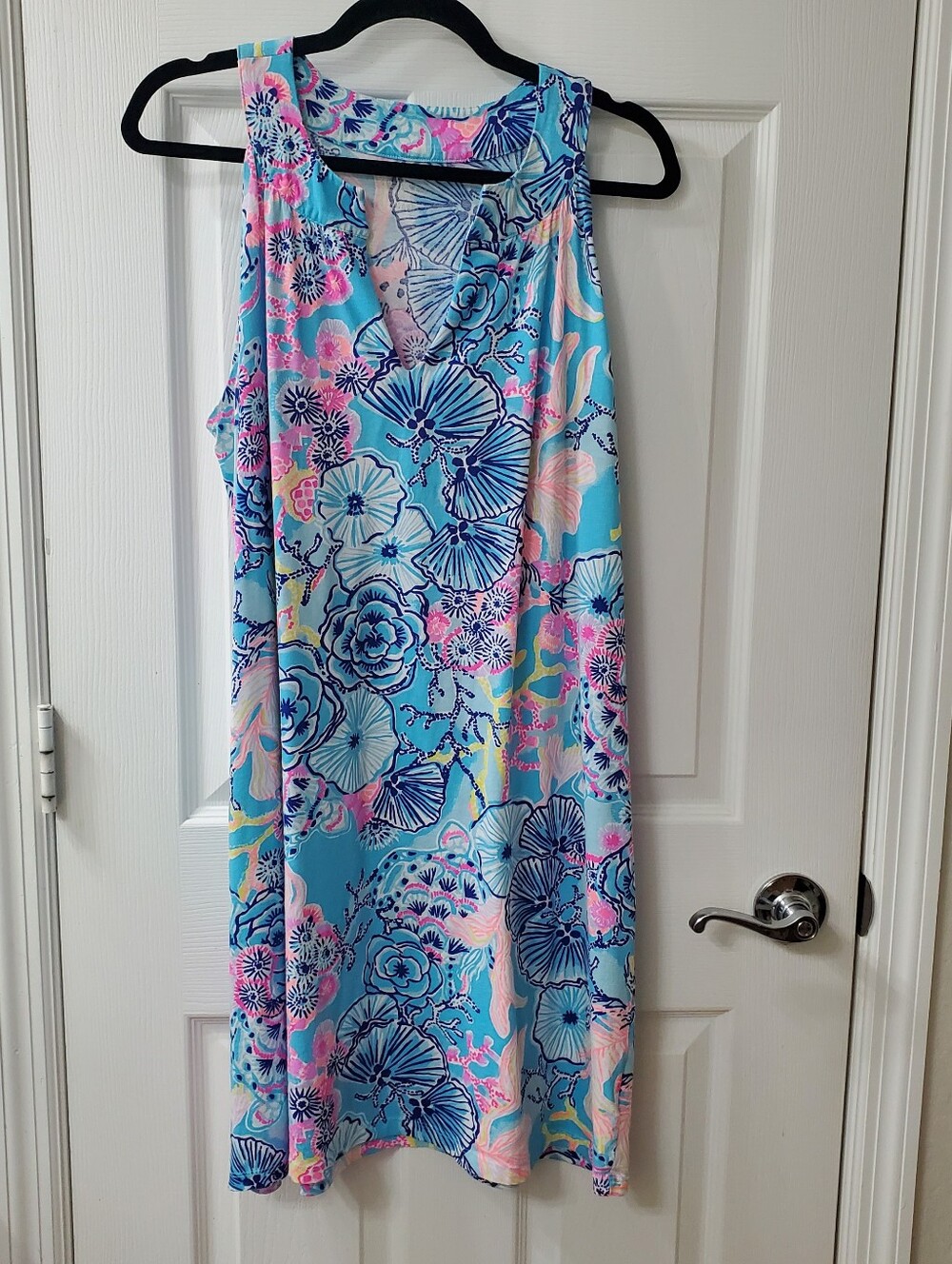 Lilly Pulitzer Sleeveless Floral Tank Dress in Bright Aqua & Pink
